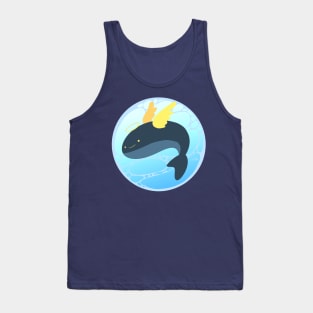 Happy Whale Angel in Blue Sea Tank Top